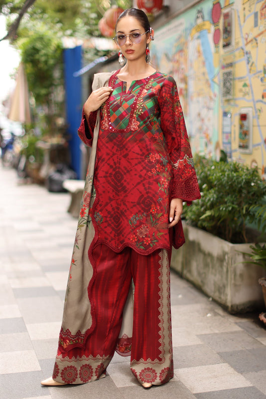 Charizma | Combination Linen 26 | CCW7-12 - Luxury Dress - available at Maria Faisal in UK and USA.