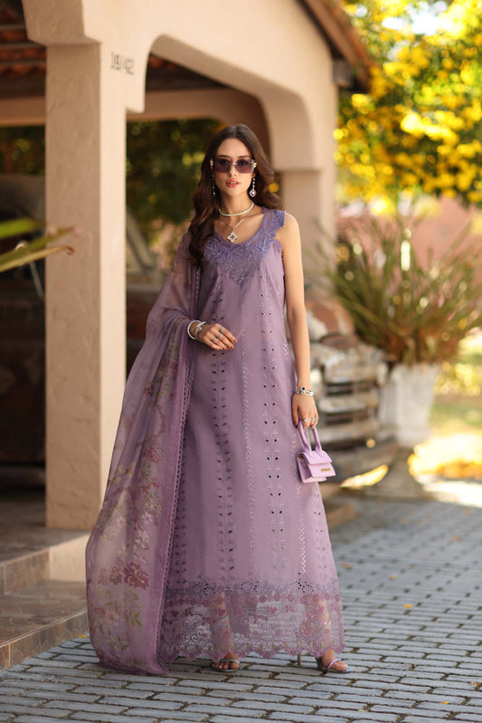 Noor by Saadia Asad | Luxe Chikankari 26 | D4 - A - French Violet - Luxury Dress - available at Maria Faisal in UK and USA.