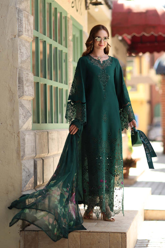 Noor by Saadia Asad | Luxe Chikankari 26 | D6 - B - Emerald Green - Luxury Dress - available at Maria Faisal in UK and USA.