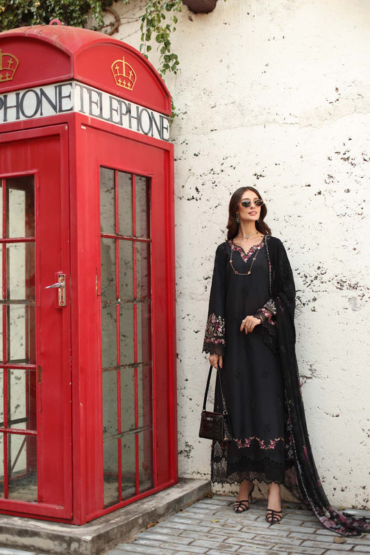 Noor by Saadia Asad | Luxe Chikankari 26 | D1 - B - Midnight Black - Luxury Dress - available at Maria Faisal in UK and USA.