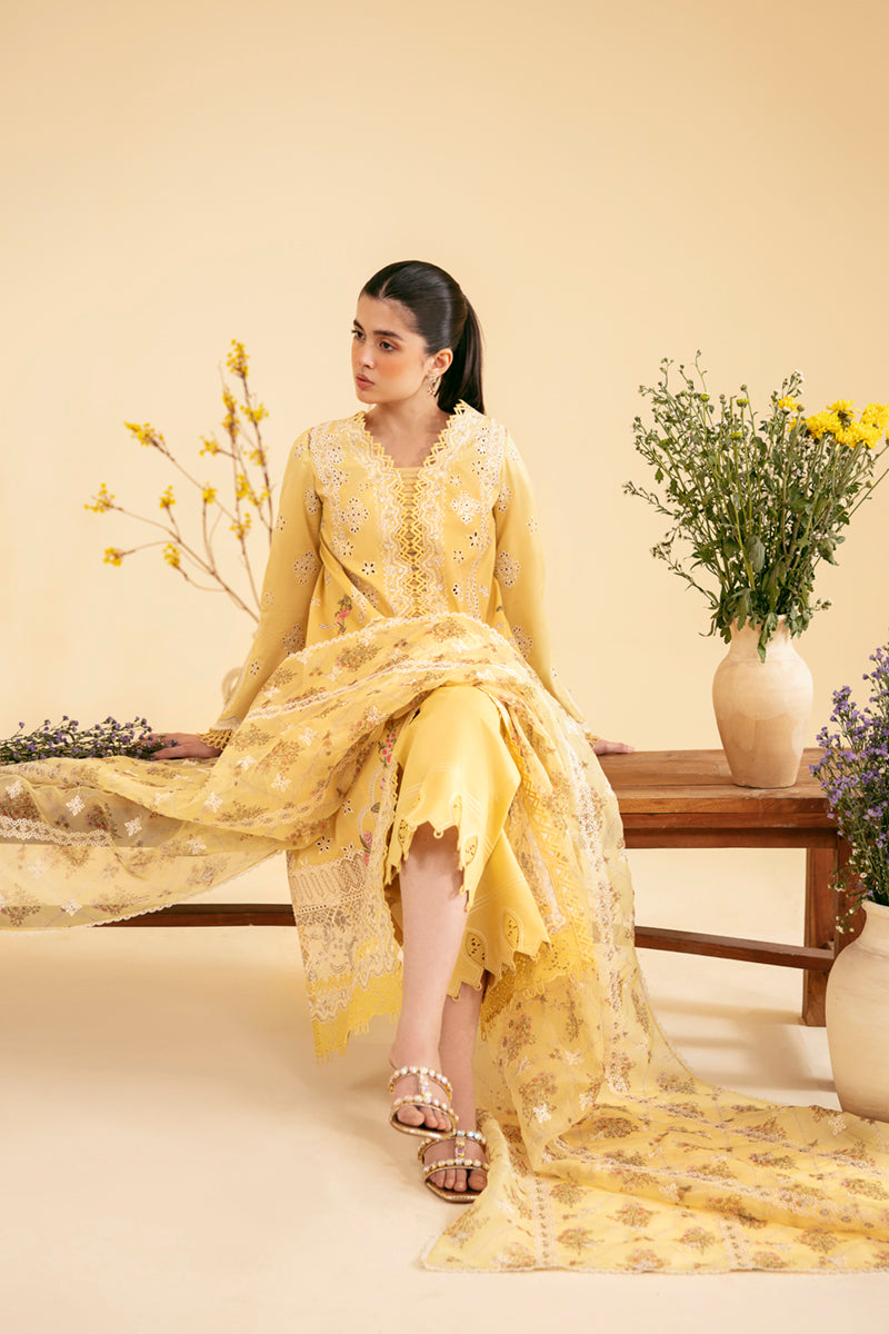 Qalamkar | Qlinekari Luxury Lawn | SQ-12 ZHAIN - Designer Dress with Intricate embroidery and embellishments. Shop elegent wedding dress at Maria Faisal.