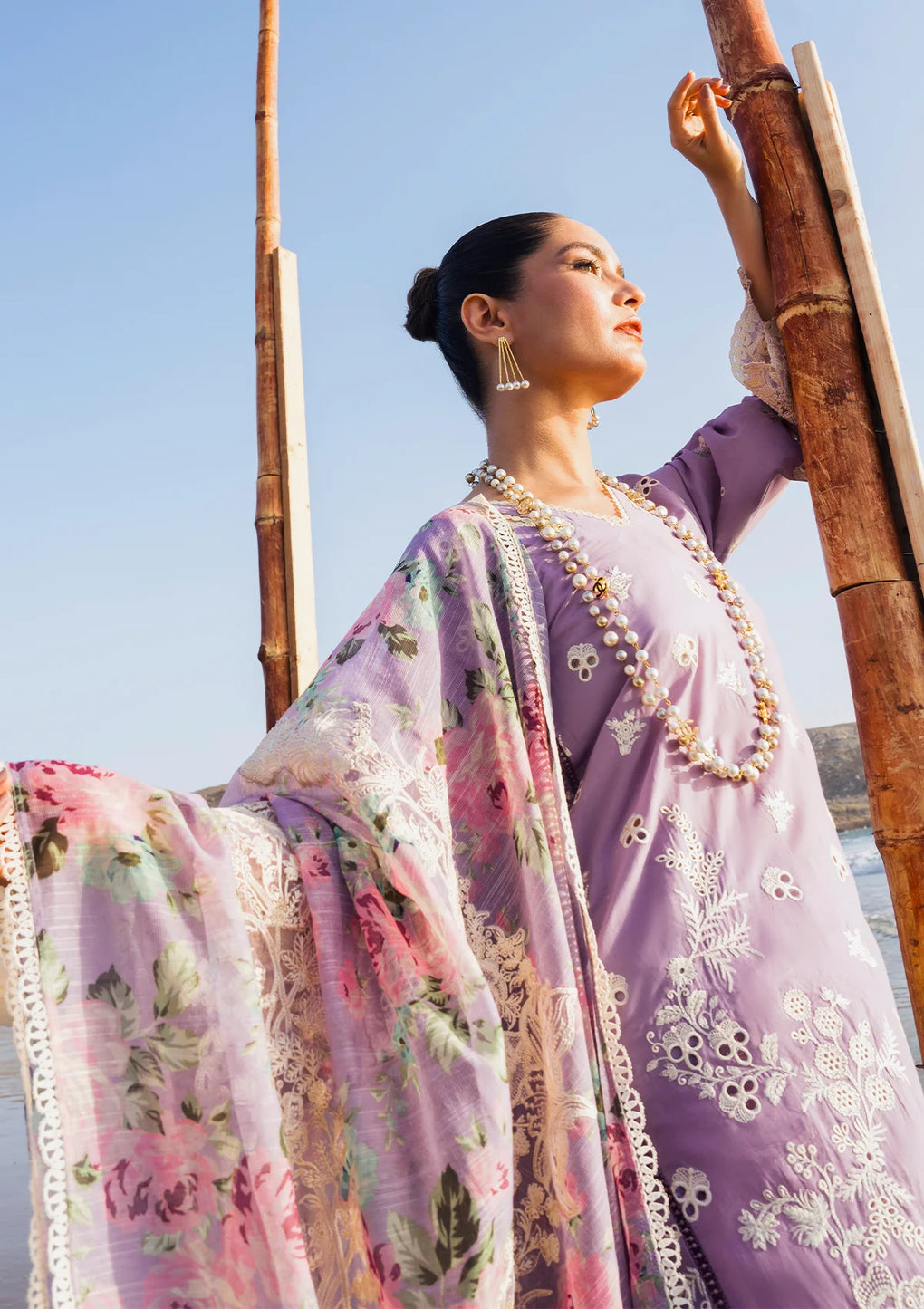 Elaf Premium | Hai Kuch Festive Lawn 24 | EHK-02A Banafsha - Designer Dress with Intricate embroidery and embellishments. Shop elegent wedding dress at Maria Faisal.
