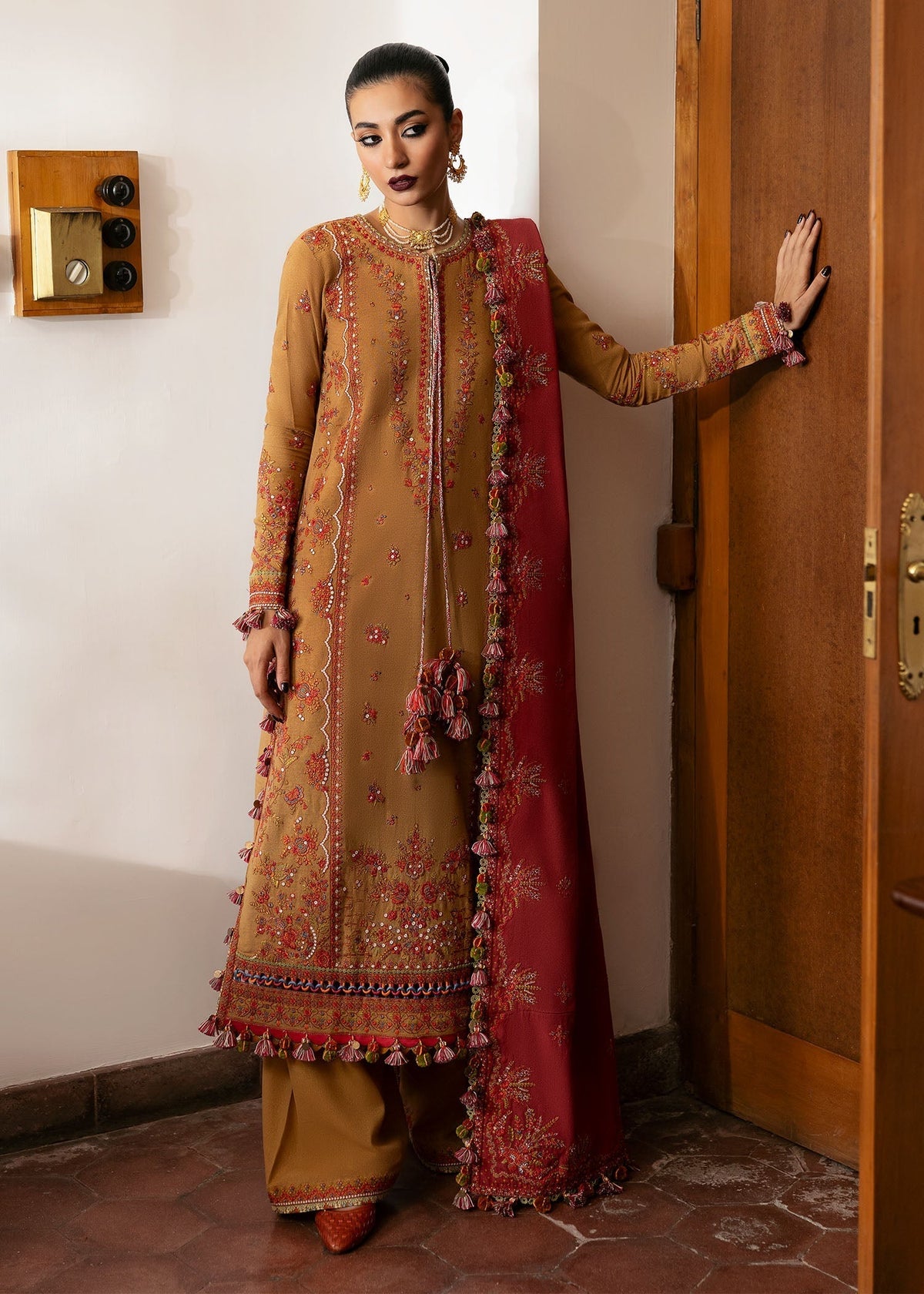 Hussain Rehar | Karandi Winter 24 | Tawn - Ladies Clothes - Maria Faisal