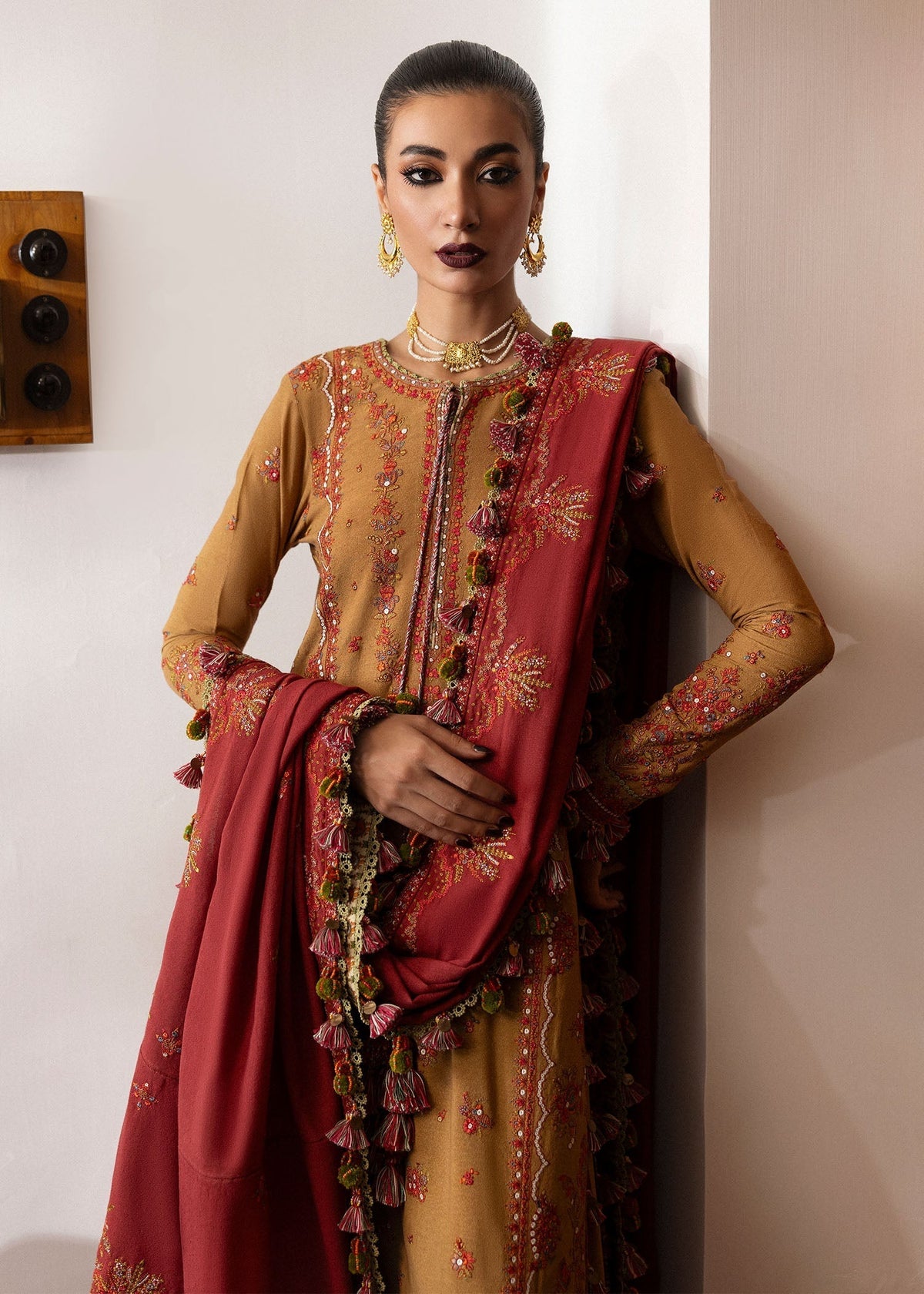 Hussain Rehar | Karandi Winter 24 | Tawn - Ladies Clothes - Maria Faisal