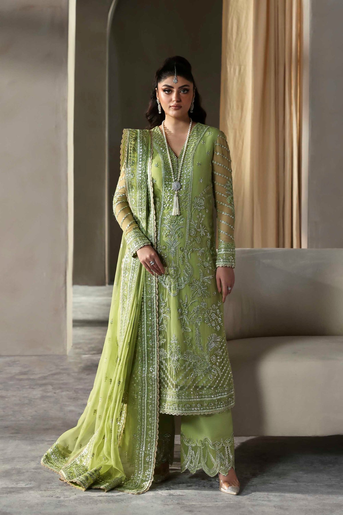 Akbar Aslam | Meeras Luxury Chiffon 25 | Verdaz - Formal Dress - available at Maria Faisal in UK and USA.