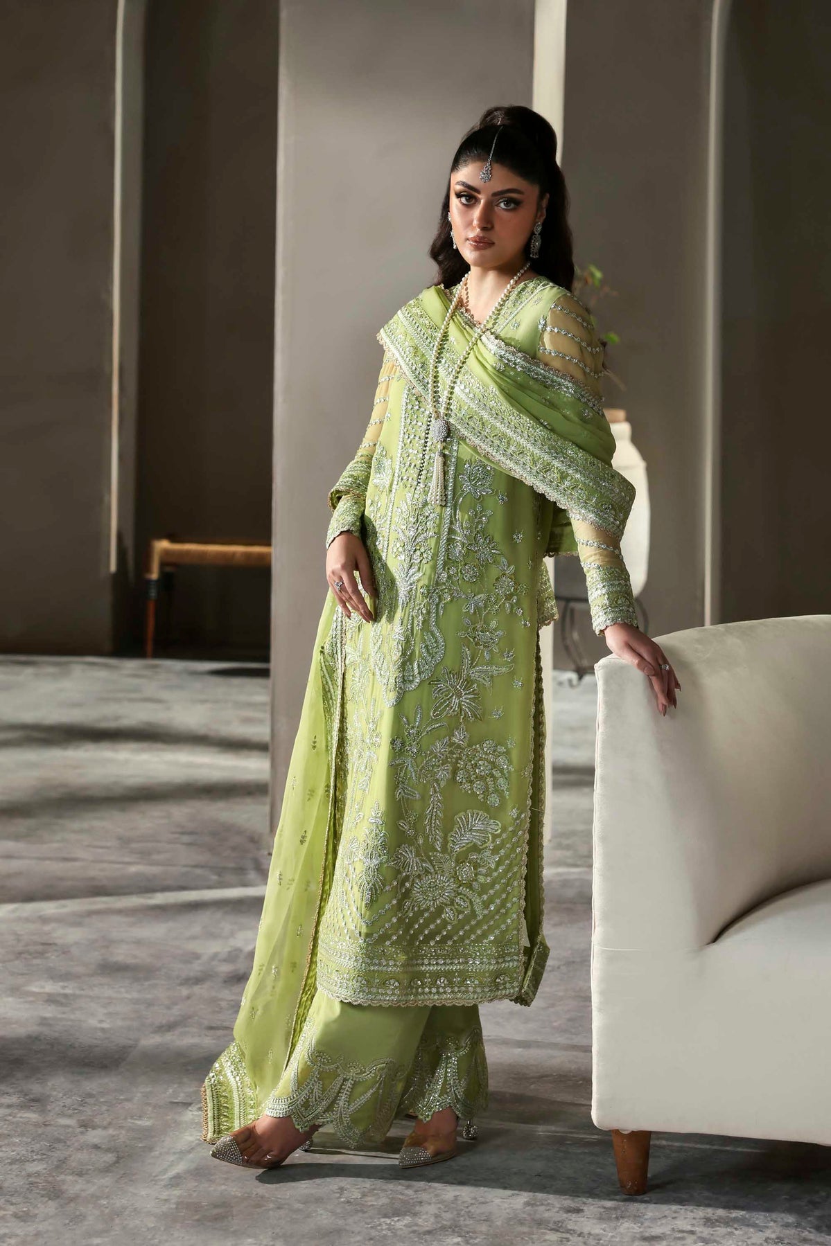 Akbar Aslam | Meeras Luxury Chiffon 25 | Verdaz - Formal Dress - available at Maria Faisal in UK and USA.