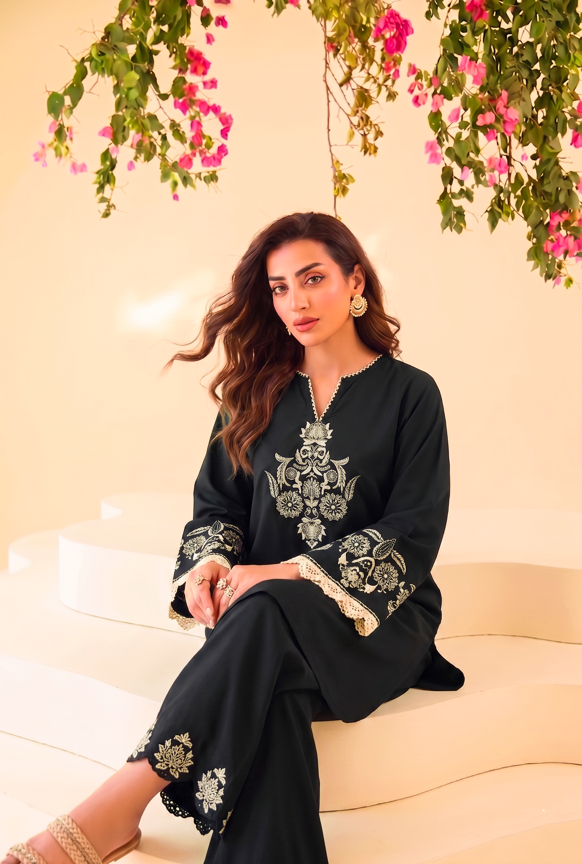 Faiza Faisal | FNF Cords Edit |BLACK ECLIPSE - Casual Dress - available at Maria Faisal in UK and USA.