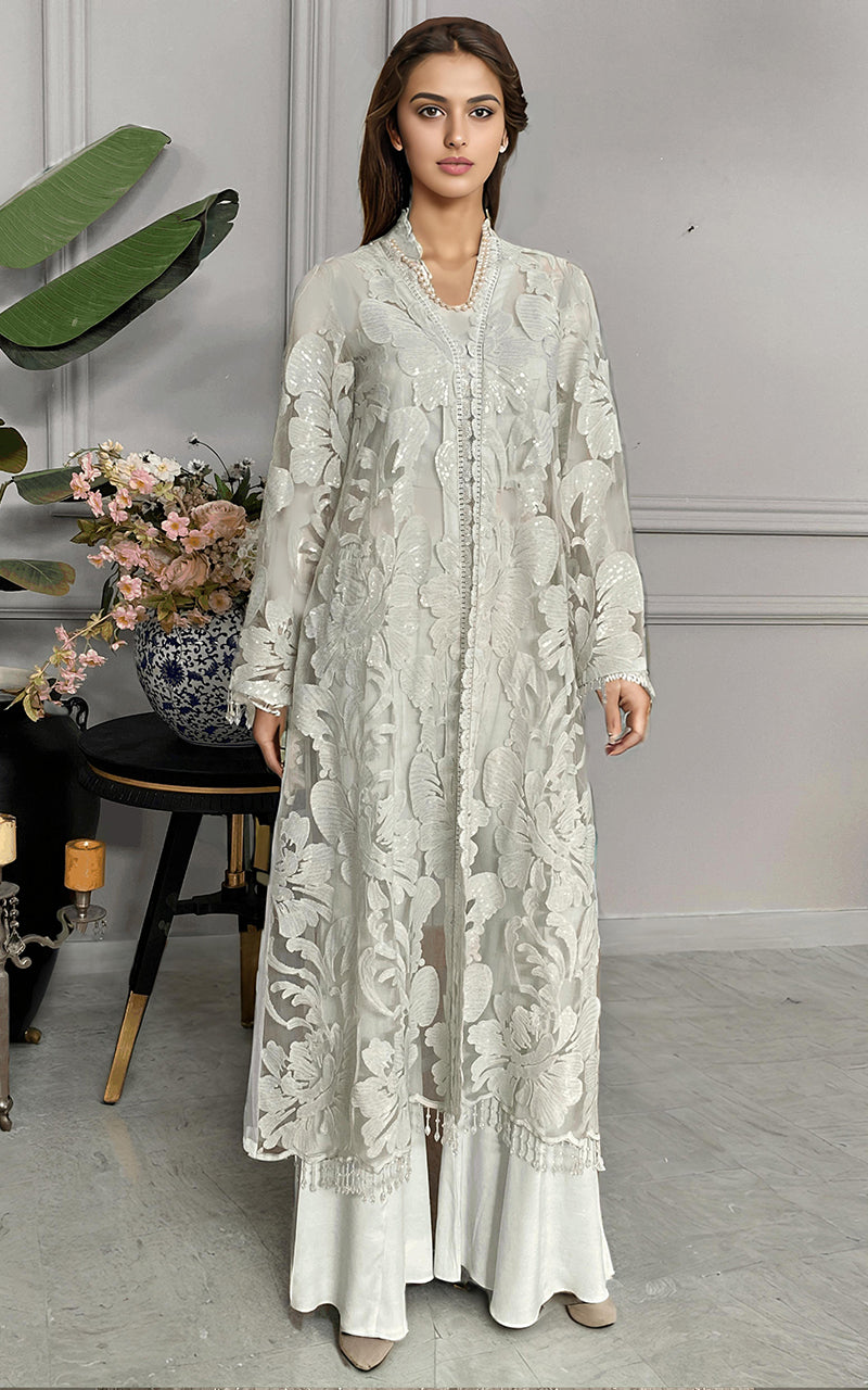 Threads and Motifs | Formal Dresses 25 | Net Embroidered Jacket With Trouser - Ladies Clothes - Maria Faisal