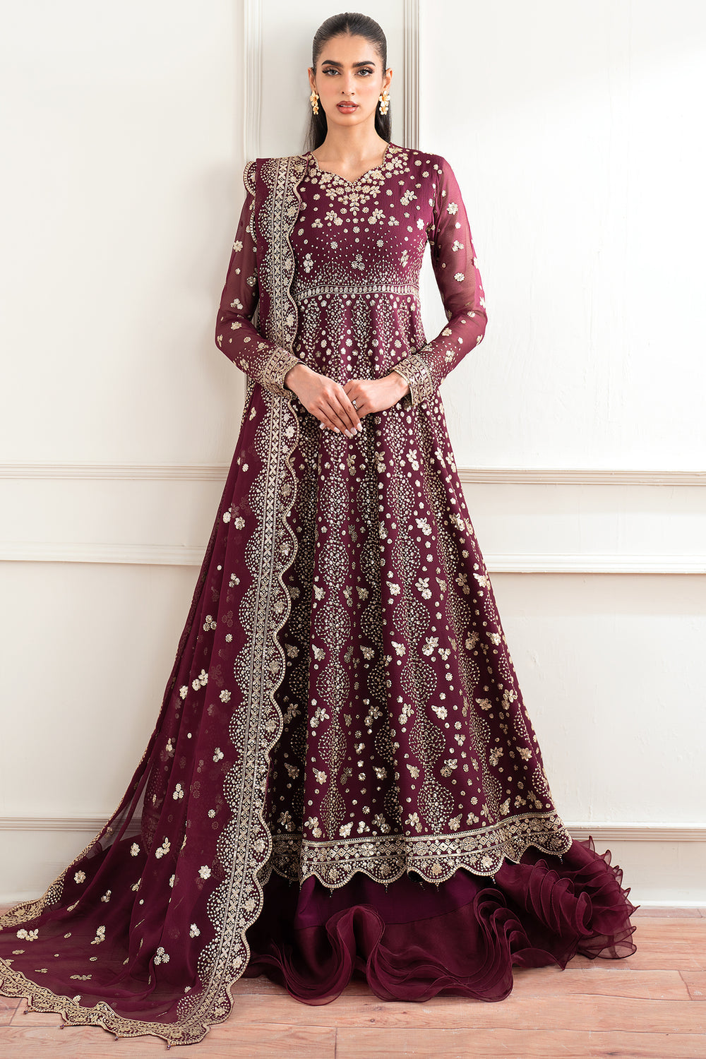 Farasha | Essence Formals 25 | Maroon Empress - Ladies Clothes - Maria Faisal