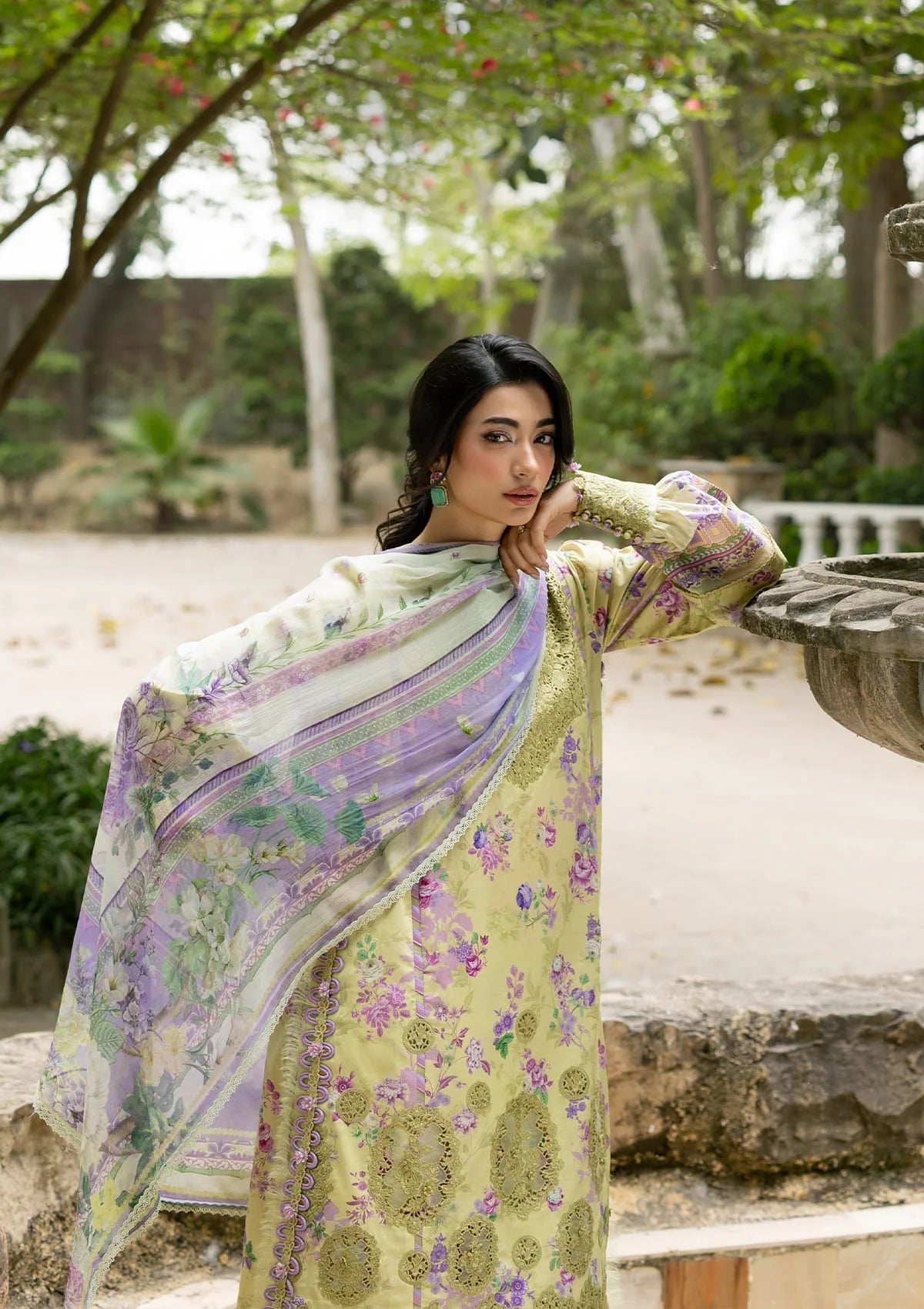 Elaf Premium | Signature Embroidered Lawn with Chiffon Collection 26 | ESG-8A OLIVIA - Luxury Dress - available at Maria Faisal in UK and USA.