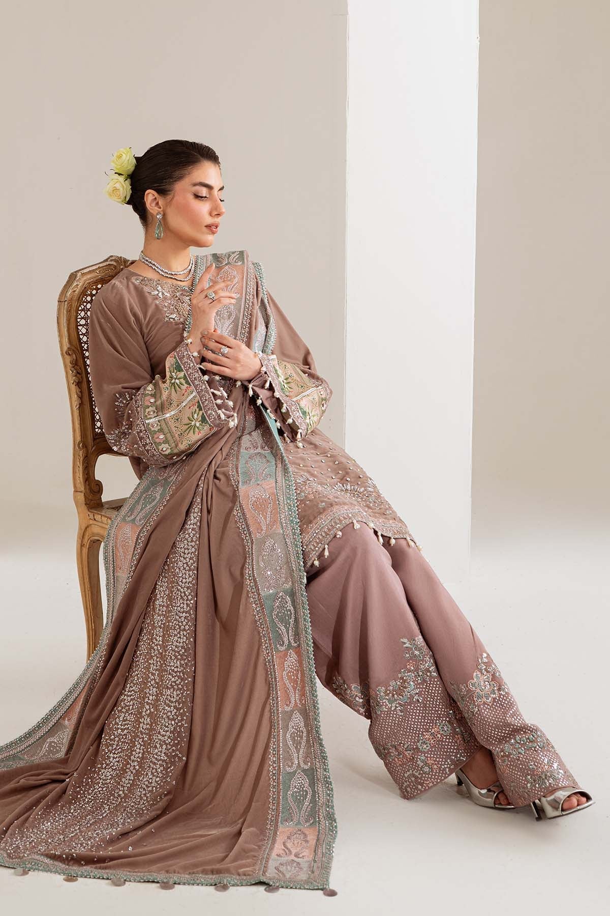 Nureh | Maya Velvet | NW-112 - Formal Dress - available at Maria Faisal in UK and USA.
