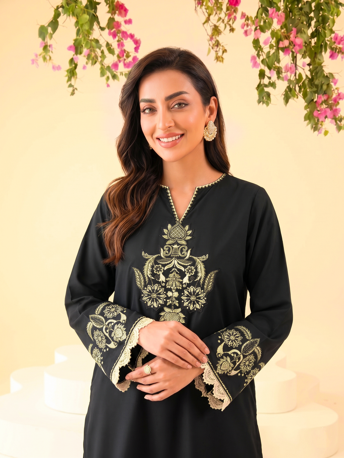 Faiza Faisal | FNF Cords Edit |BLACK ECLIPSE - Casual Dress - available at Maria Faisal in UK and USA.