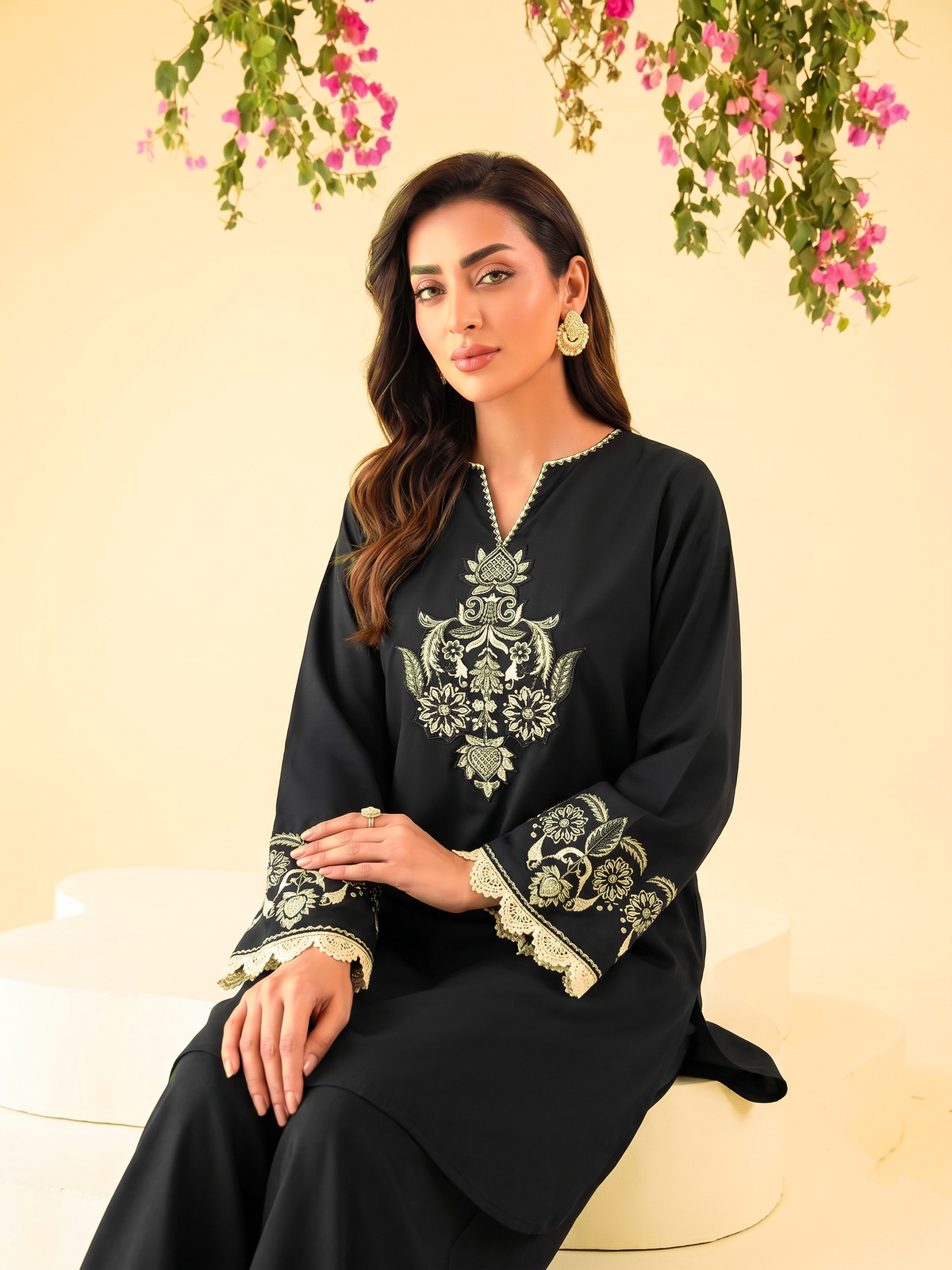 Faiza Faisal | FNF Cords Edit |BLACK ECLIPSE - Casual Dress - available at Maria Faisal in UK and USA.
