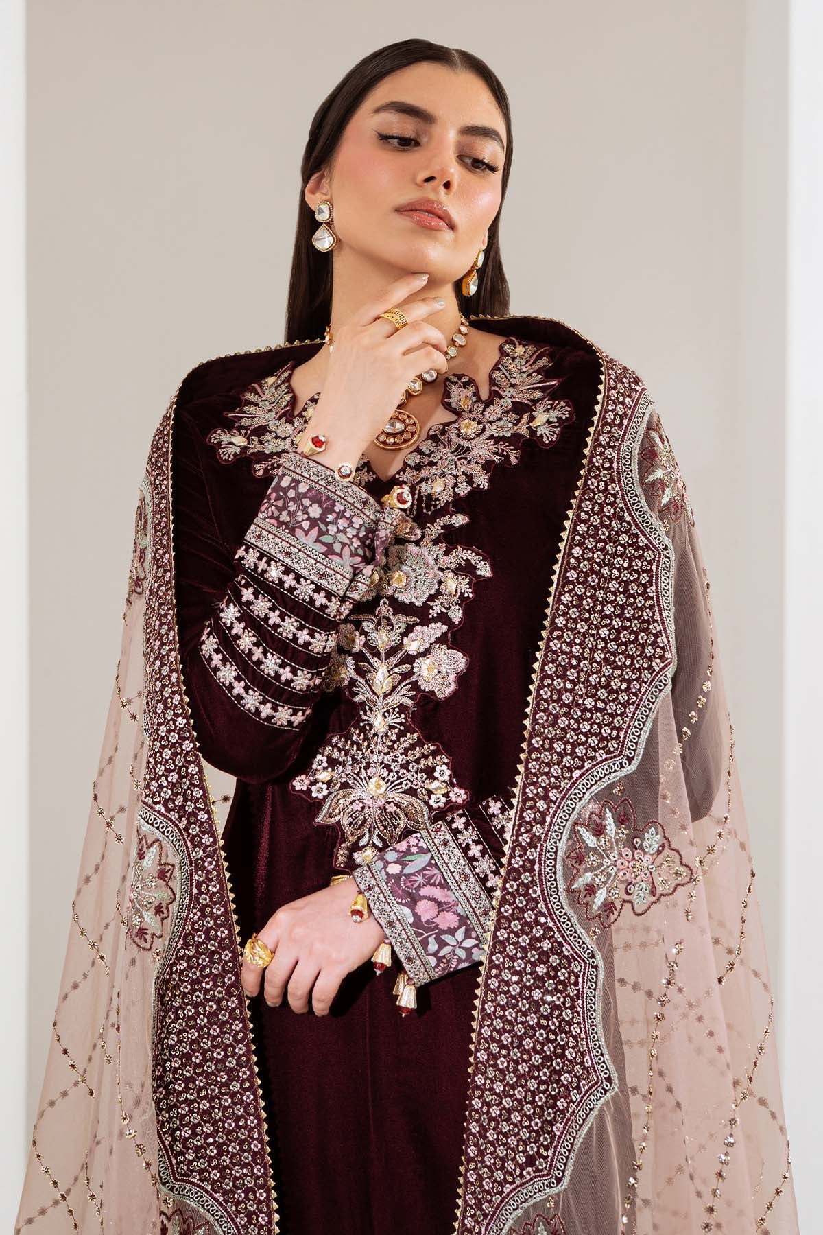 Nureh | Maya Velvet | NW-110 - Formal Dress - available at Maria Faisal in UK and USA.