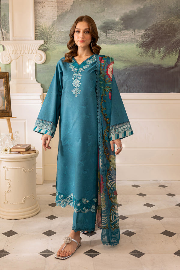 Farasha | Seraya Lawn 24 | PERIWINKLE - Designer Dress with Intricate embroidery and embellishments. Shop elegent wedding dress at Maria Faisal.