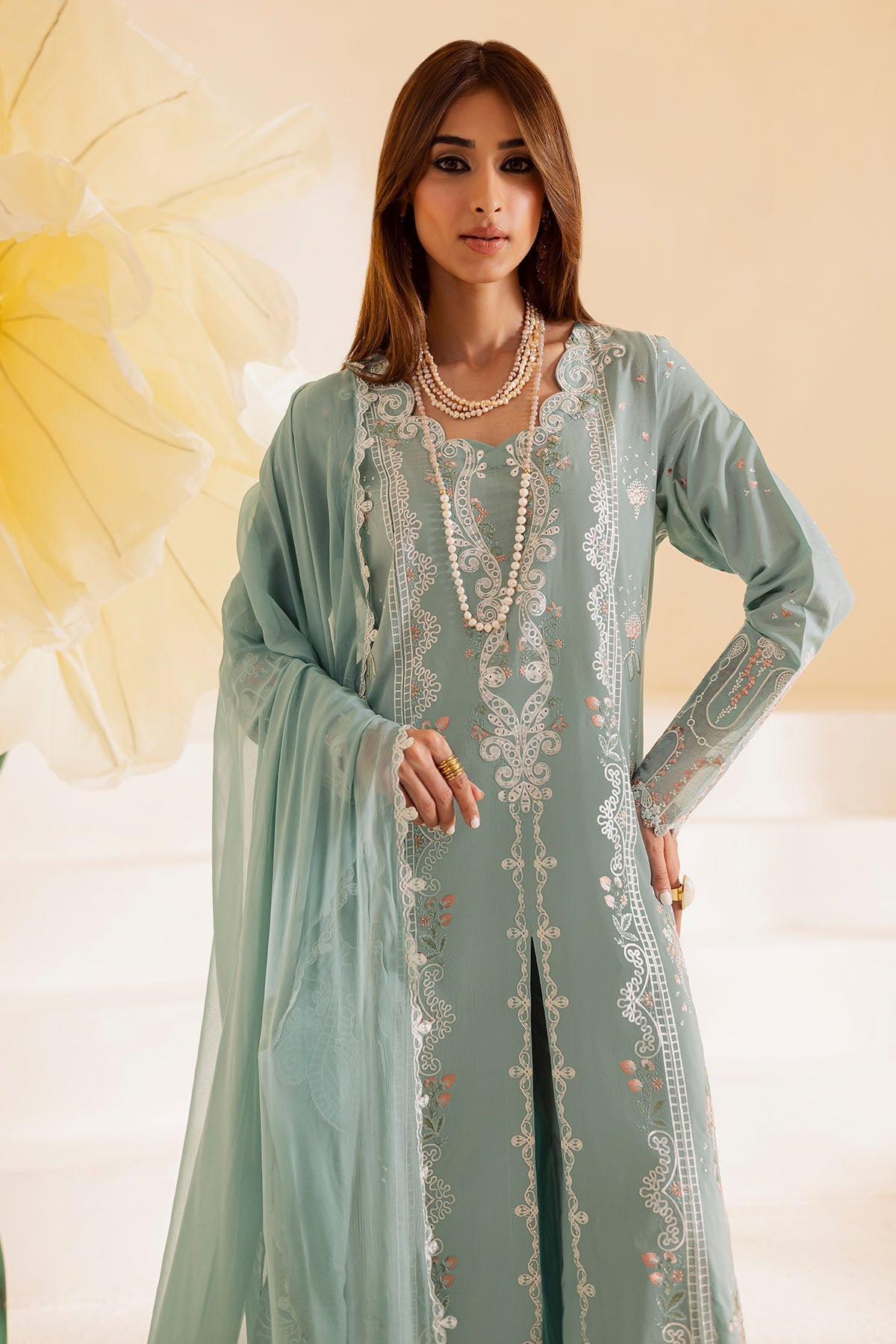 Nureh | Shades of Summer | NP-663 - Luxury Dress - available at Maria Faisal in UK and USA.