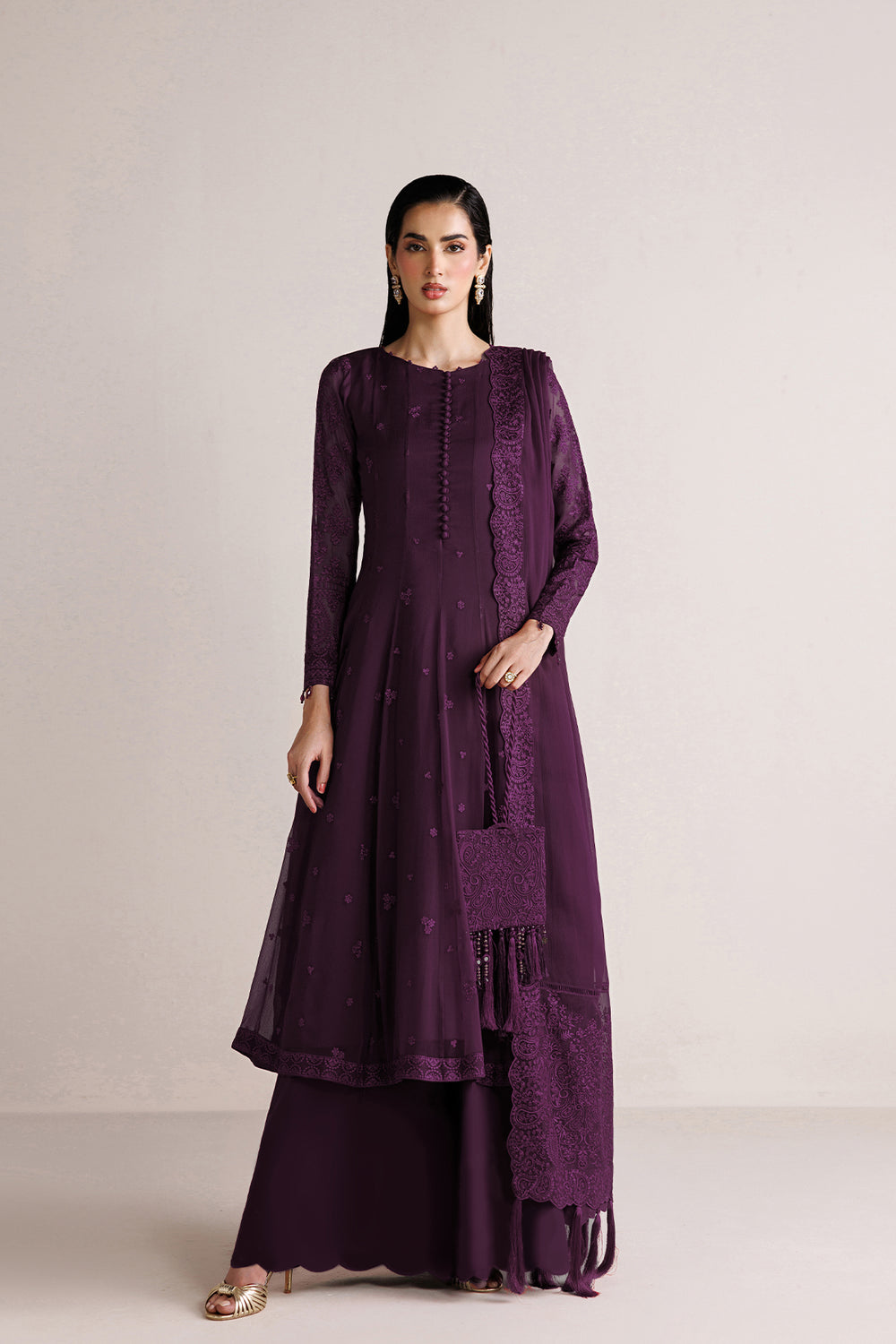 Farasha | Chiffon Essentials 26 | Violet Grace - Formal Dress - available at Maria Faisal in UK and USA.