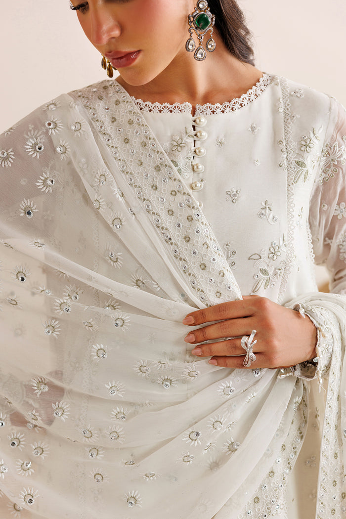 Farasha | Chiffon Threads 26 | Alpine White - Formal Dress - available at Maria Faisal in UK and USA.