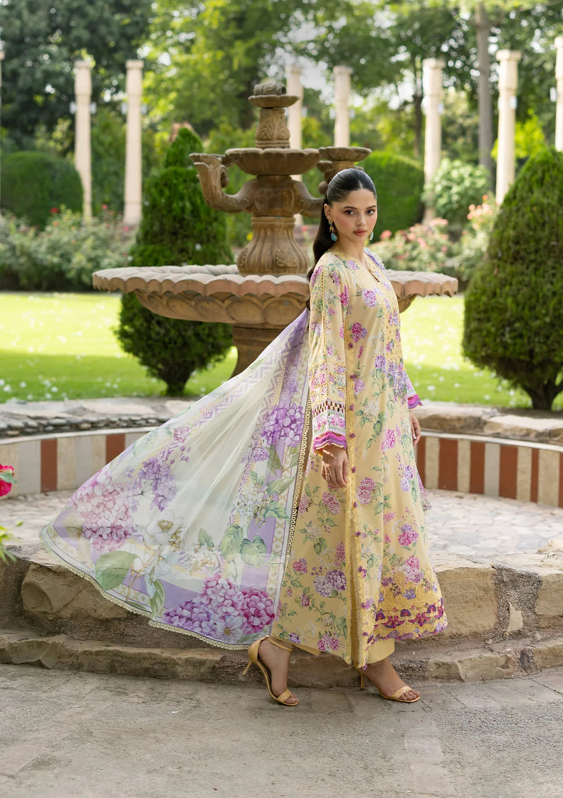 Elaf Premium | Signature Embroidered Lawn with Chiffon Collection 26 | ESG-7A STELLA - Luxury Dress - available at Maria Faisal in UK and USA.