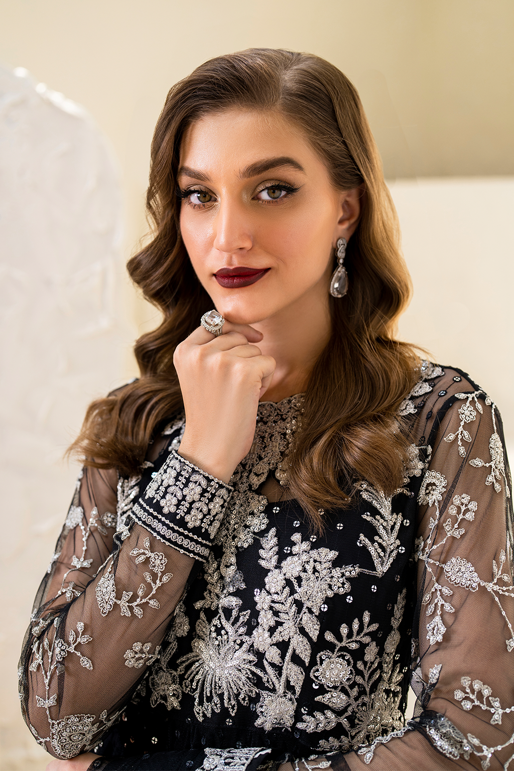 Iznik | Chinnon Chiffon | CC-50 Embroidered Net - Ladies Clothes - Maria Faisal