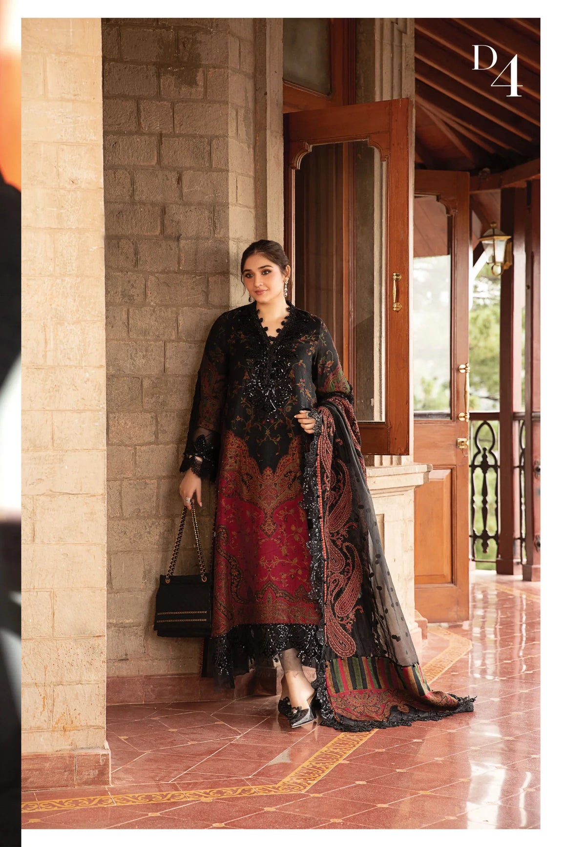 Maria B | Winter Shawl | 24-D4 - Luxury Dress - available at Maria Faisal in UK and USA.