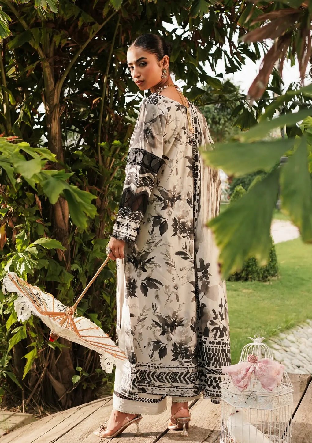 Elaf Premium | Printed Collection 24 | EEP-07B - Black Blossom - Waniyas