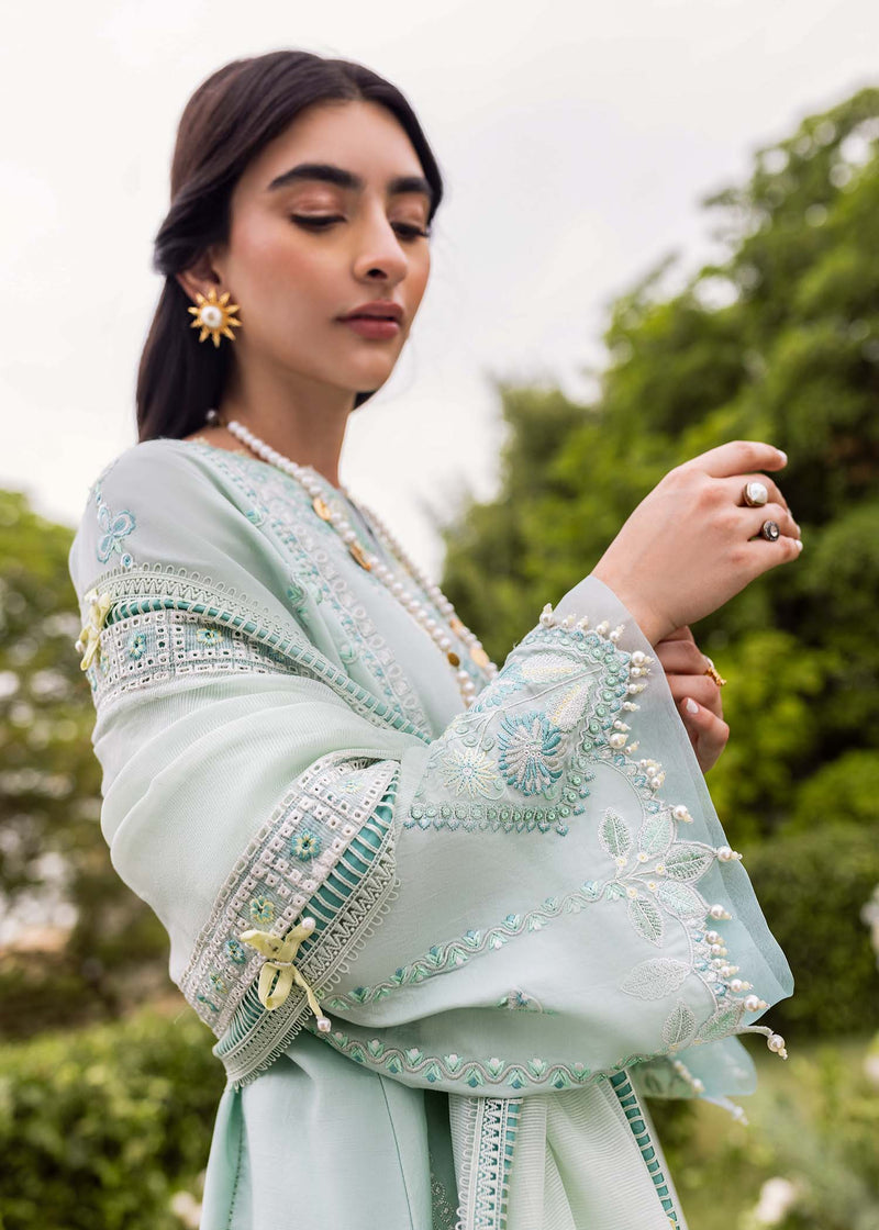 Sadaf Fawad Khan | Lawn 24 | Zaphira (B) - Designer Dress with Intricate embroidery and embellishments. Shop elegent wedding dress at Maria Faisal.