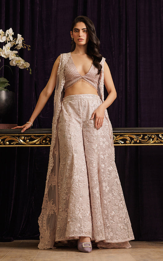 Threads and Motifs | Formal Dresses 25 | Net Embroidered Jacket with Embroidered Tube & Trouser - Ladies Clothes - Maria Faisal