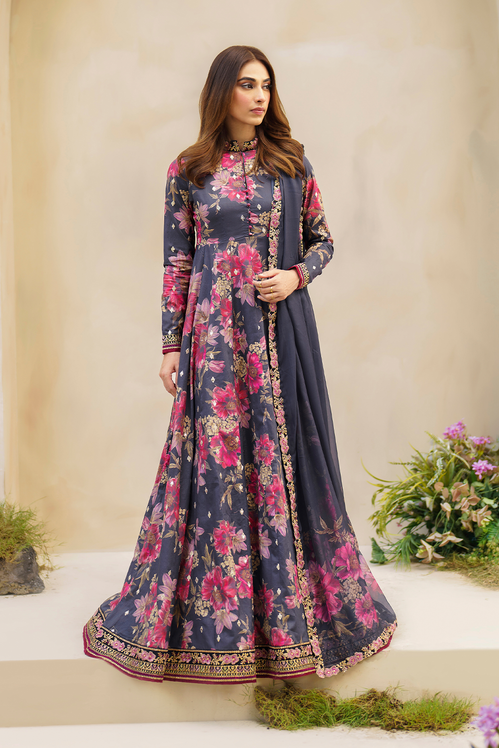 Iznik | Festive lawn 24 | SFL-12 - Designer Dress with Intricate embroidery and embellishments. Shop elegent wedding dress at Maria Faisal.