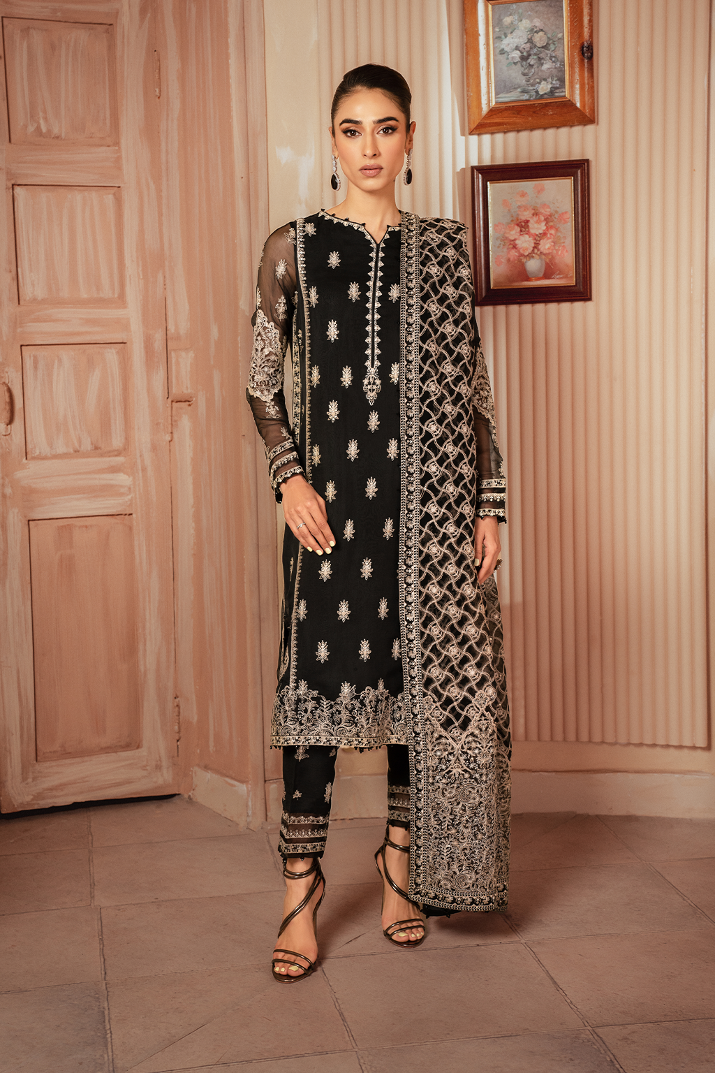 Iznik | Chiffon Kari | ICK-03 Embroidered Chiffon - Ladies Clothes - Maria Faisal