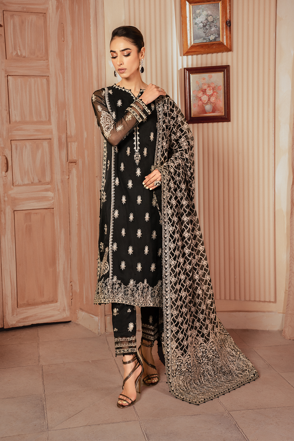 Iznik | Chiffon Kari | ICK-03 Embroidered Chiffon - Ladies Clothes - Maria Faisal