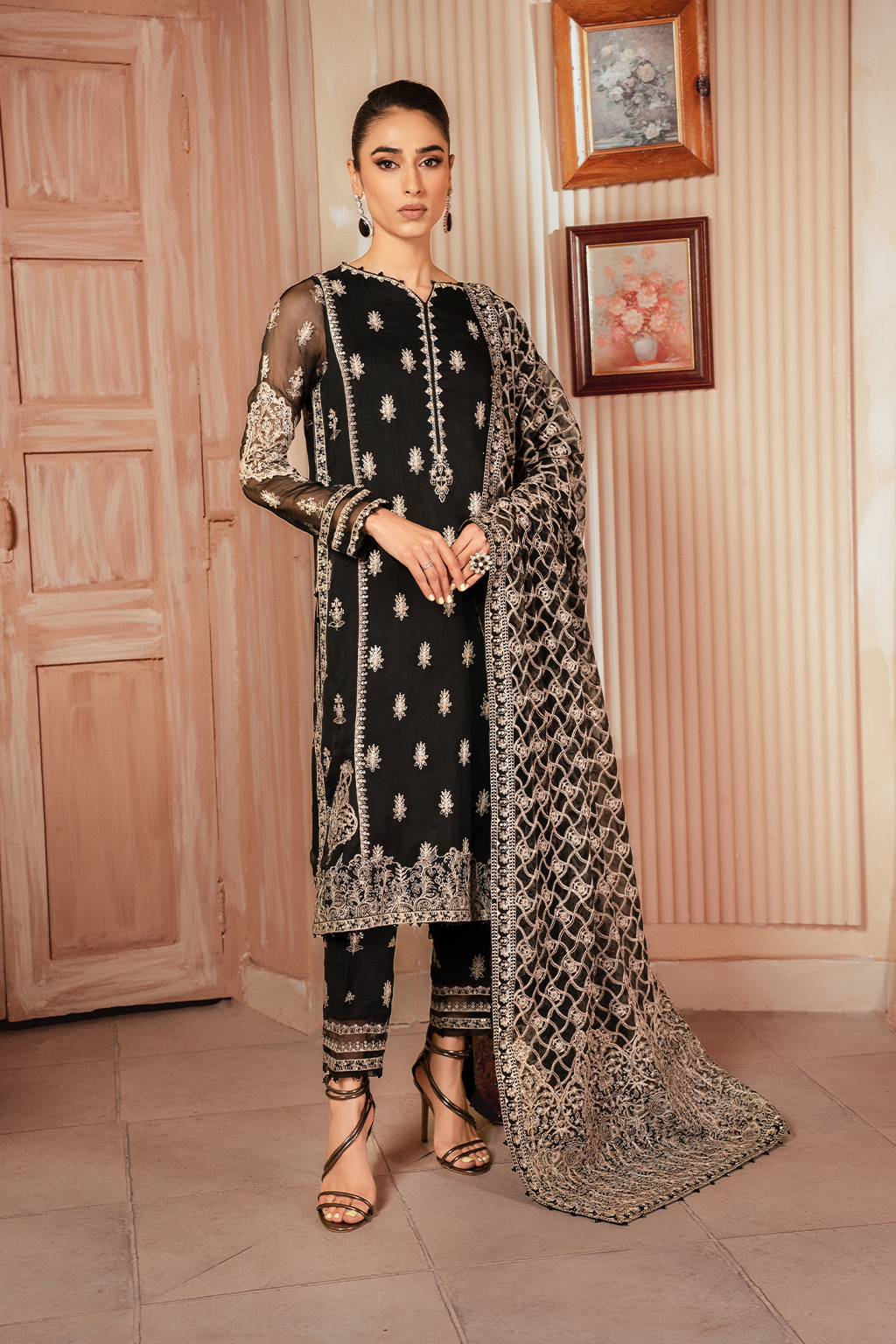 Iznik | Chiffon Kari | ICK-03 Embroidered Chiffon - Ladies Clothes - Maria Faisal