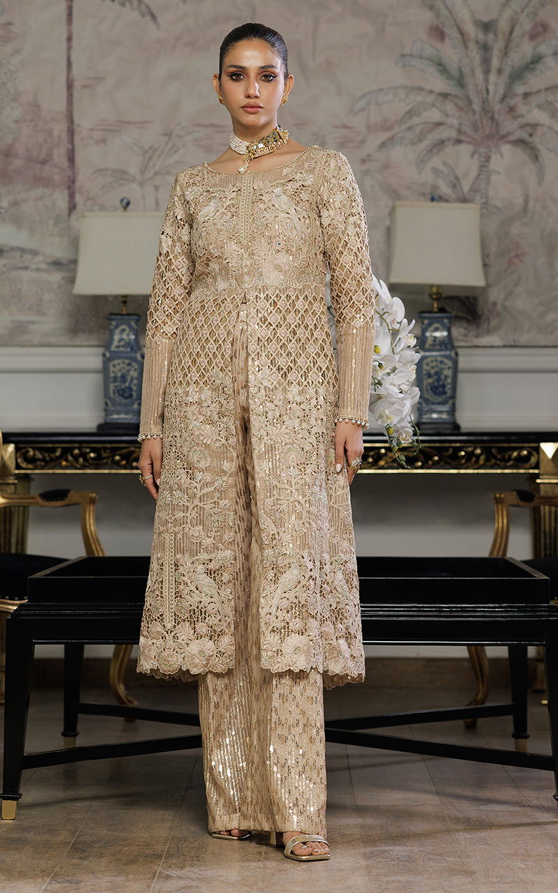 Threads and Motifs | Formal Dresses 25 | Organza Embroidered Dress With Trouser - Ladies Clothes - Maria Faisal