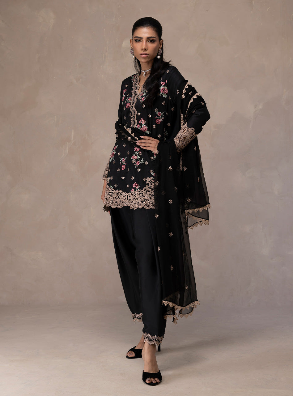 Zainab Chottani | Eid Edit 26 | Midnight Rose - Dress - available at Maria Faisal in UK and USA.