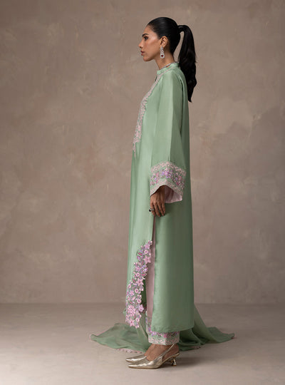 Zainab Chottani | Eid Edit 26 | Mint Bloom - Luxury Dress - available at Maria Faisal in UK and USA.