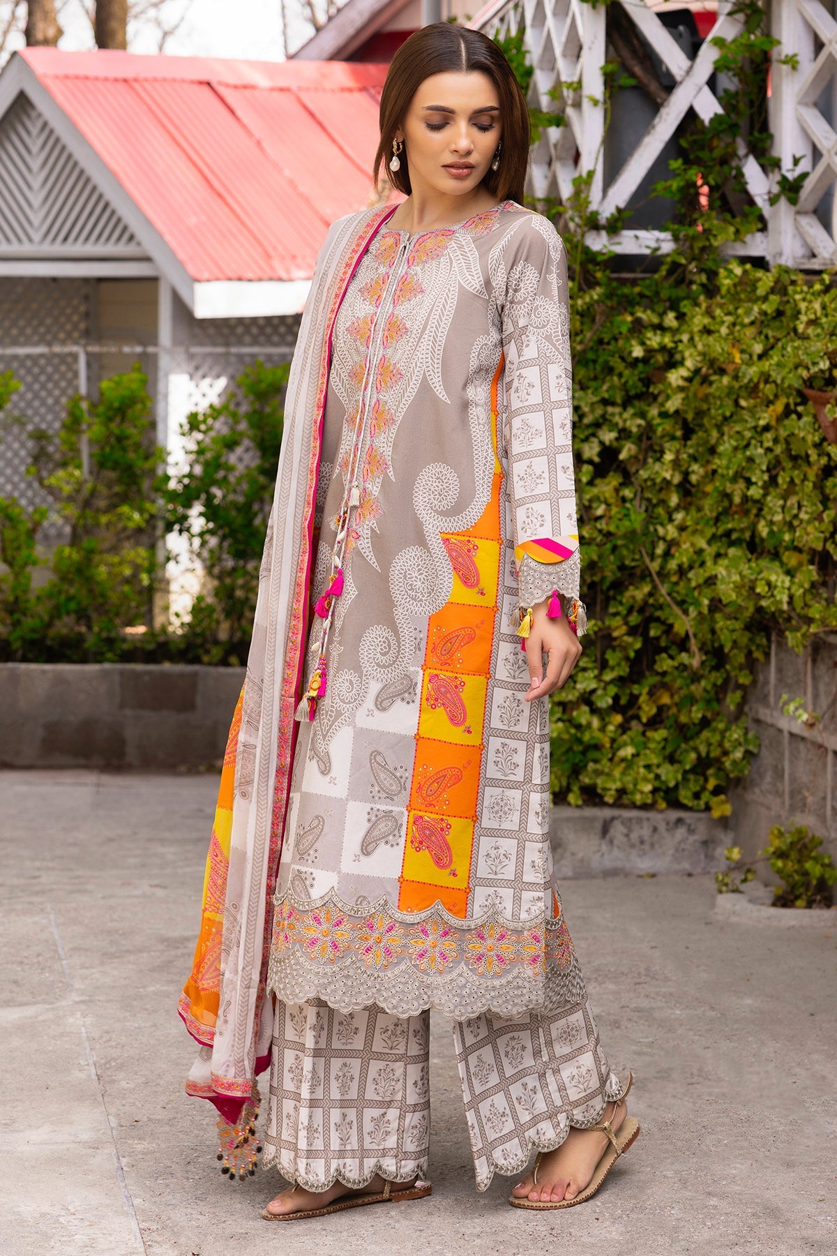 Charizma | Festive Edit | CRB6-16P - Luxury Dress - available at Maria Faisal in UK and USA.