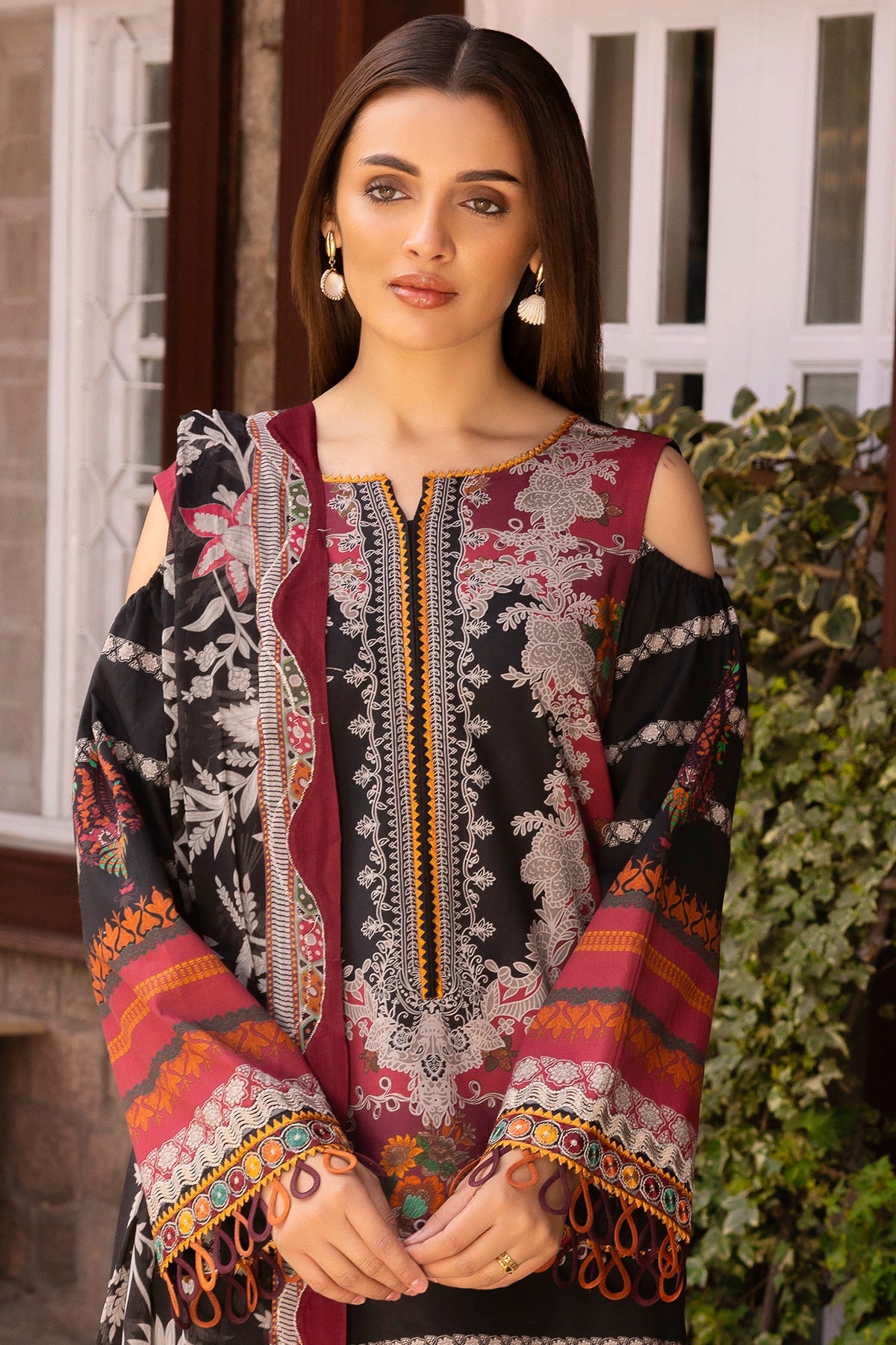 Charizma | Festive Edit | CRB6-17P - Luxury Dress - available at Maria Faisal in UK and USA.