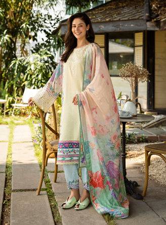 Roheenaz | Ethereal Bloom Lawn 25 | Velora by Maria Faisal - Registered Vendor of : Roheenaz - type : Ladies Clothes - 100% original wedding dresses