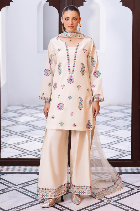 Charizma | Festive Pret | 3-PC Embroidered Raw-Silk CMA-6-404 - Formal Dress - available at Maria Faisal in UK and USA.