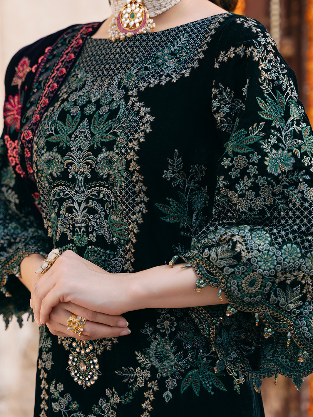 Flossie | Siara Velvet Formals | V-102 - B - Ladies Clothes - Maria Faisal