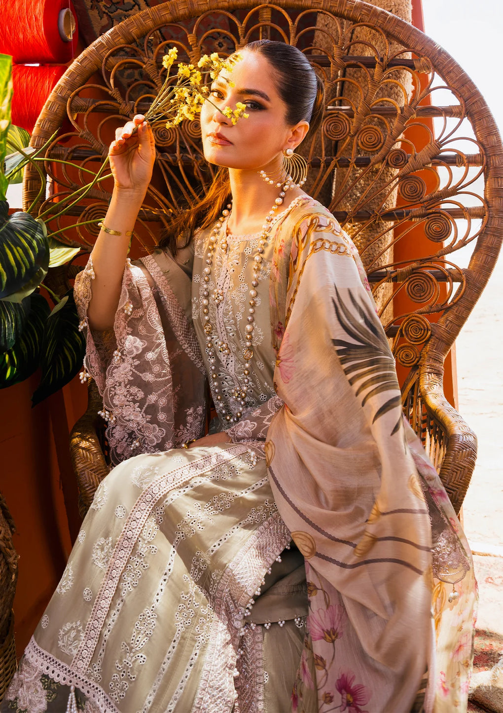 Elaf Premium | Hai Kuch Festive Lawn 24 | EHK-08 Pur Shokh - Designer Dress with Intricate embroidery and embellishments. Shop elegent wedding dress at Maria Faisal.