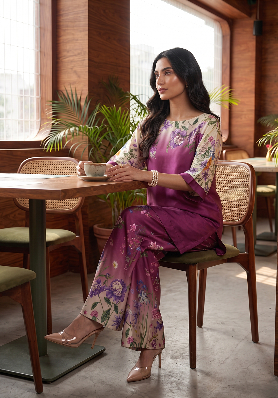 Zarqash | Silk Edit 26 | Mulberry Garden - Luxury Dress - available at Maria Faisal in UK and USA.