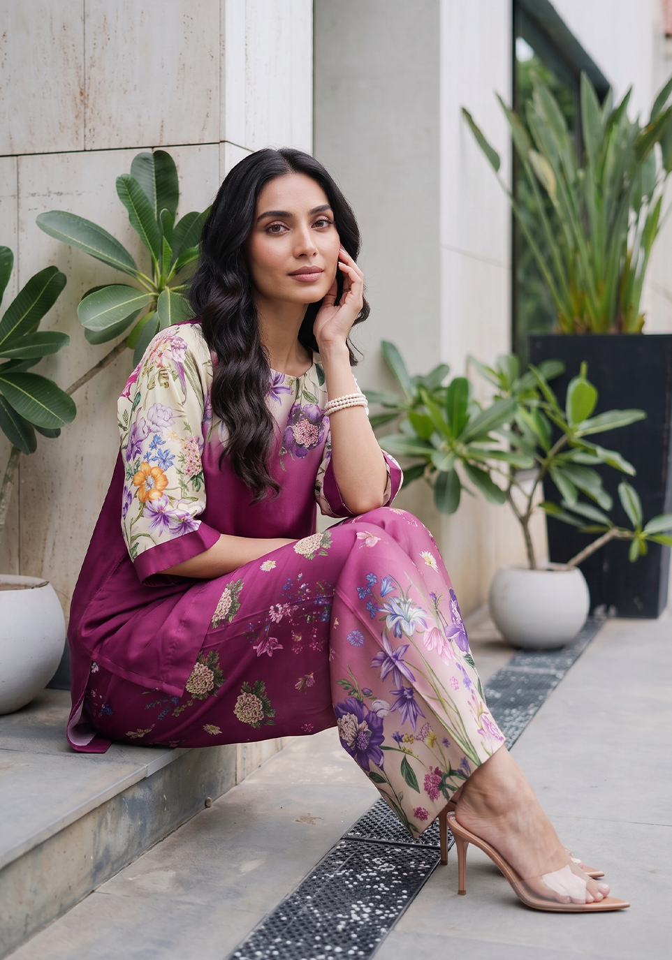 Zarqash | Silk Edit 26 | Mulberry Garden - Luxury Dress - available at Maria Faisal in UK and USA.