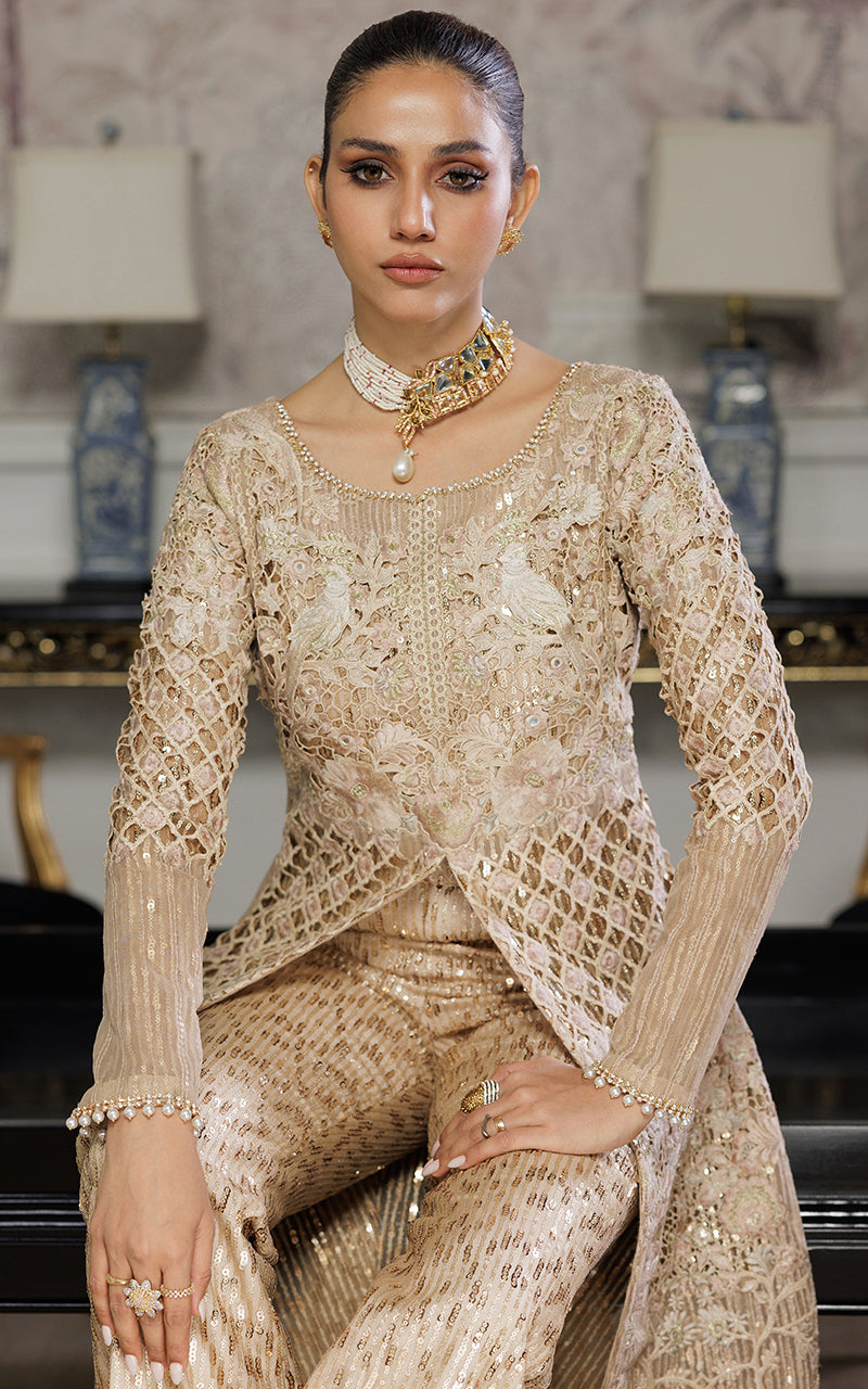 Threads and Motifs | Formal Dresses 25 | Organza Embroidered Dress With Trouser - Ladies Clothes - Maria Faisal