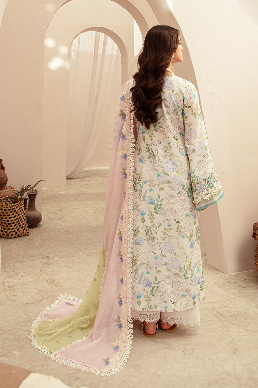 AJR Couture | Alif Affordable Lawn 24 | GLEAM - Designer Dress with Intricate embroidery and embellishments. Shop elegent wedding dress at Maria Faisal.