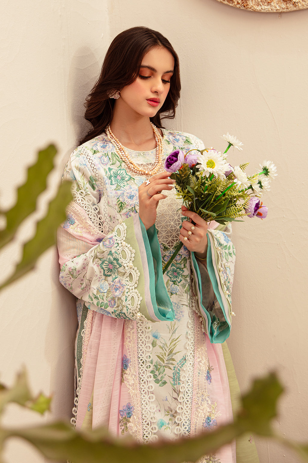 AJR Couture | Alif Affordable Lawn 24 | GLEAM - Designer Dress with Intricate embroidery and embellishments. Shop elegent wedding dress at Maria Faisal.