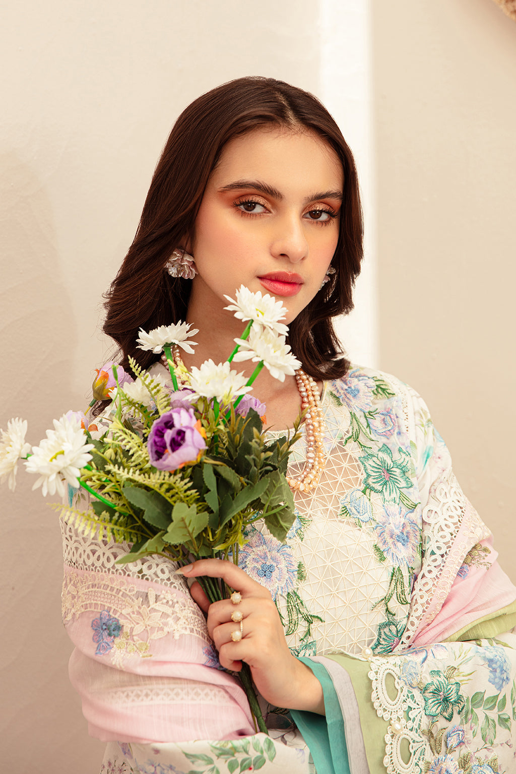 AJR Couture | Alif Affordable Lawn 24 | GLEAM - Designer Dress with Intricate embroidery and embellishments. Shop elegent wedding dress at Maria Faisal.