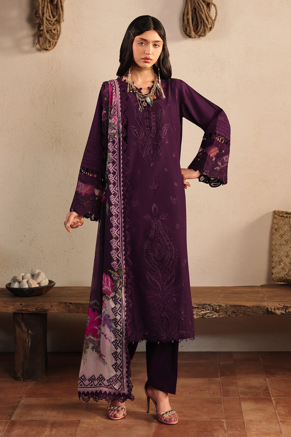 Nureh | Raha Lawn | NE-246 - Luxury Dress - available at Maria Faisal in UK and USA.