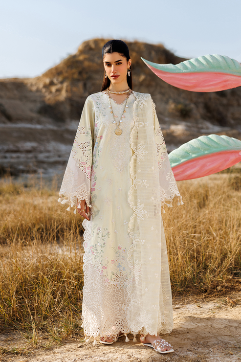Emaan adeel | Sunlit Groove Luxury Lawn 26 | BLOSSOM BEAT - Luxury Dress - available at Maria Faisal in UK and USA.