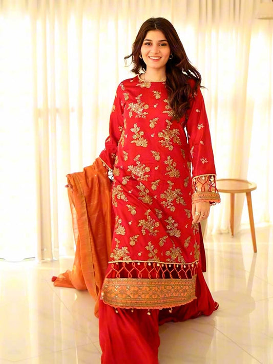 Salitex | Signature Festive Chiffon | JI020 by Maria Faisal - Registered Vendor of : Salitex - type : Ladies Clothes - 100% original wedding dresses